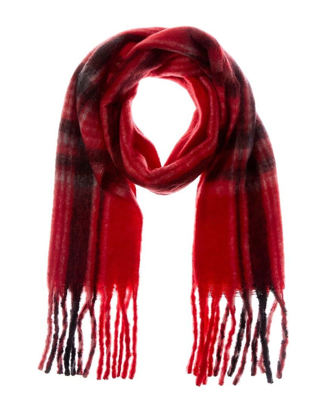 La Fiorentina Red Plush Fringe Scarf