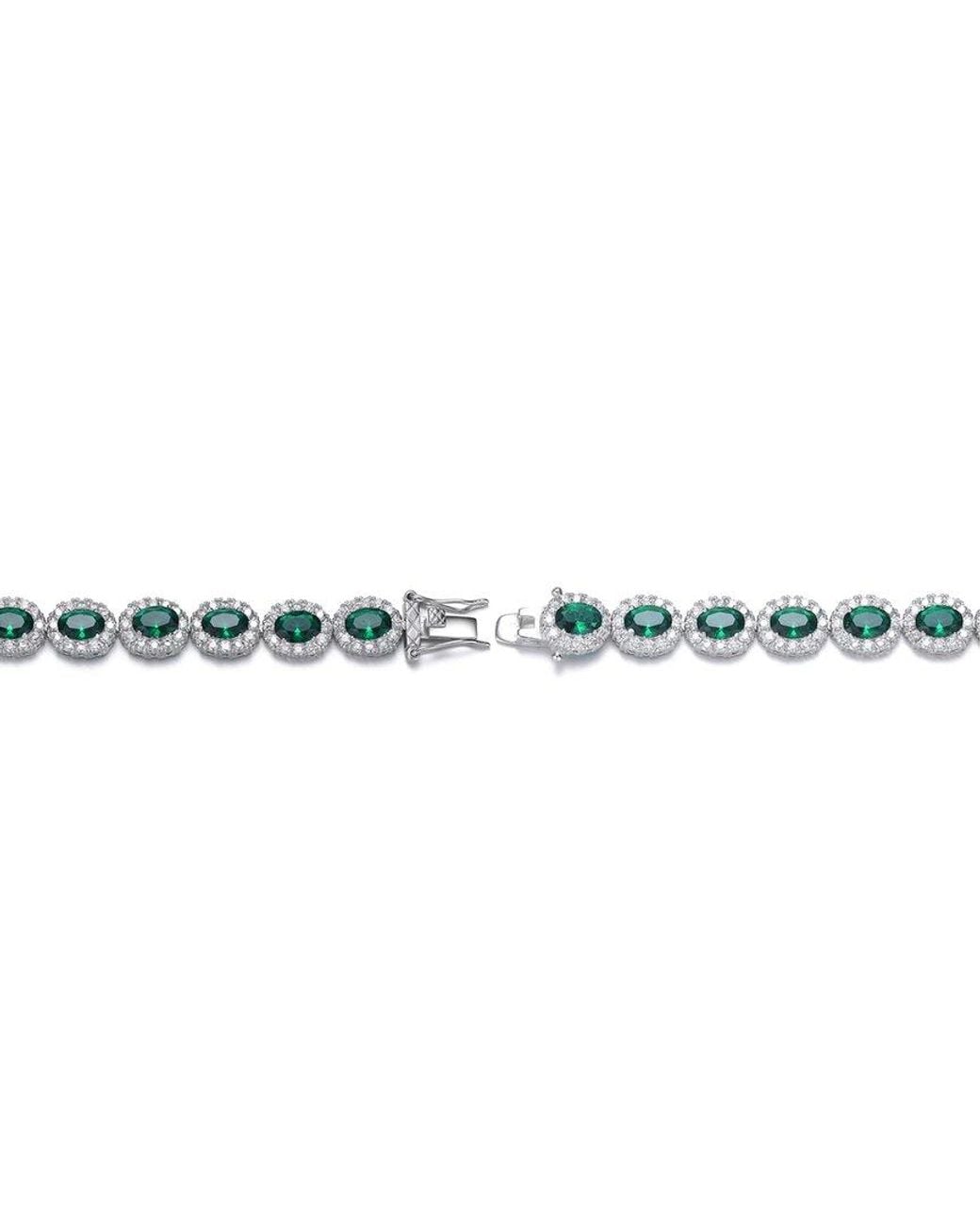 Genevive Jewelry Green Silver Cz Bracelet