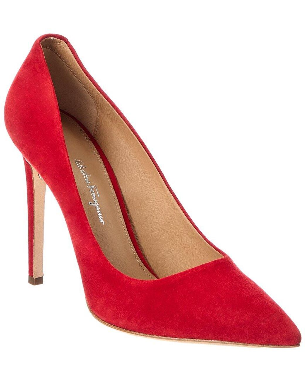 Ferragamo Red Ilary Suede Pump