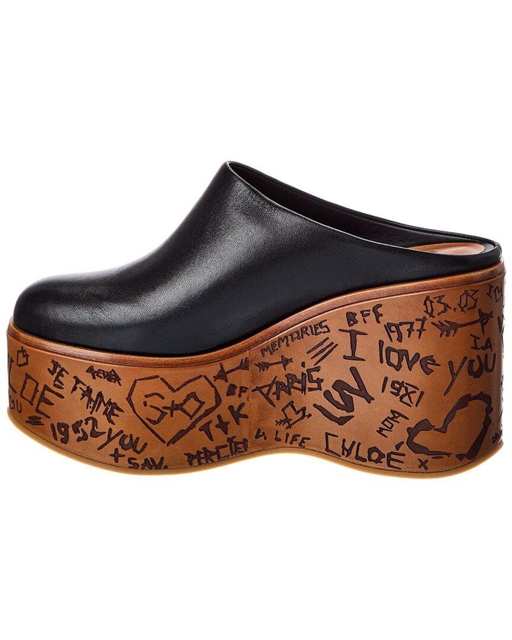 Chloé Blue Maxime Leather Wedge Mule