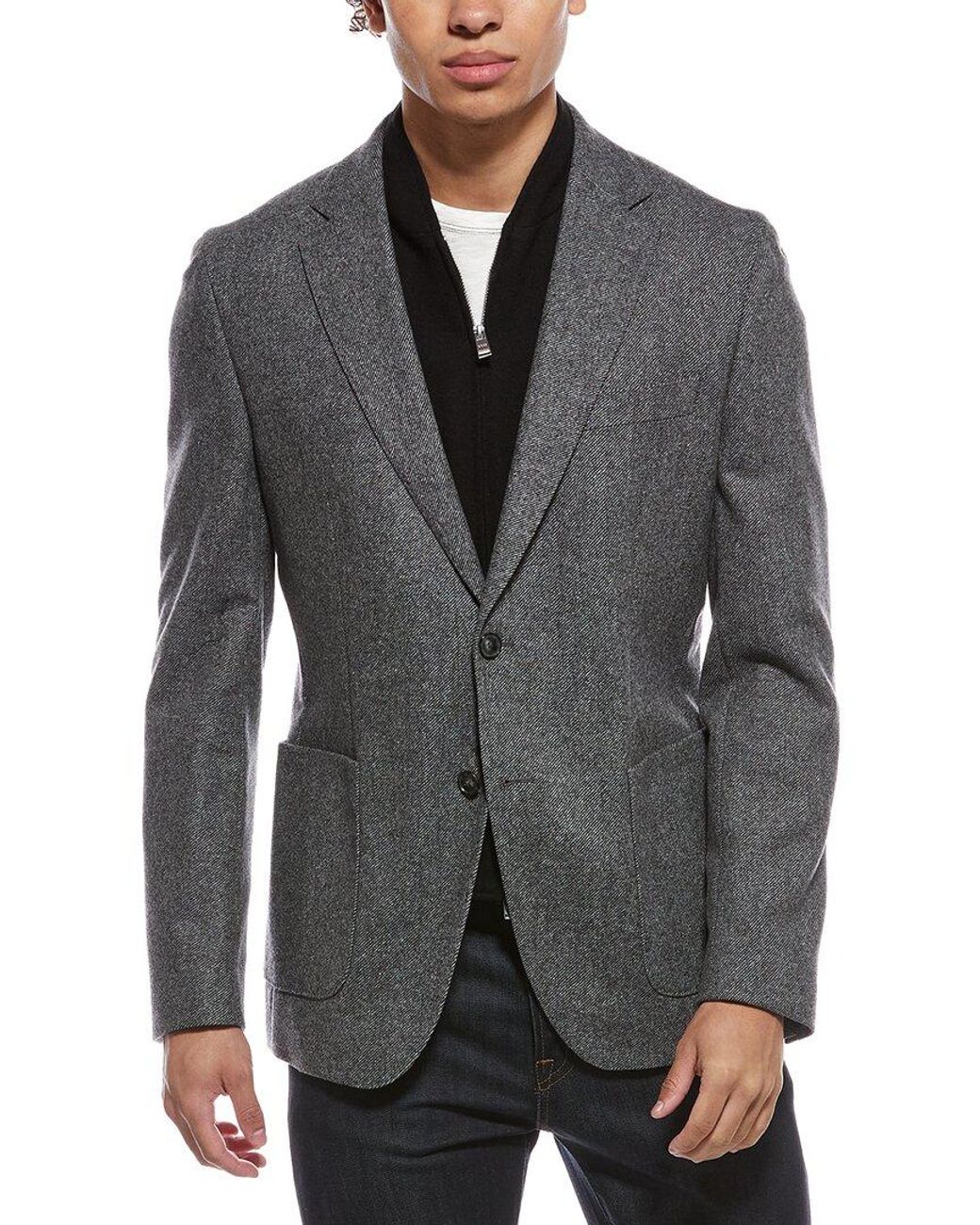 Boss Gray Hutson Wool-Blend Blazer for men
