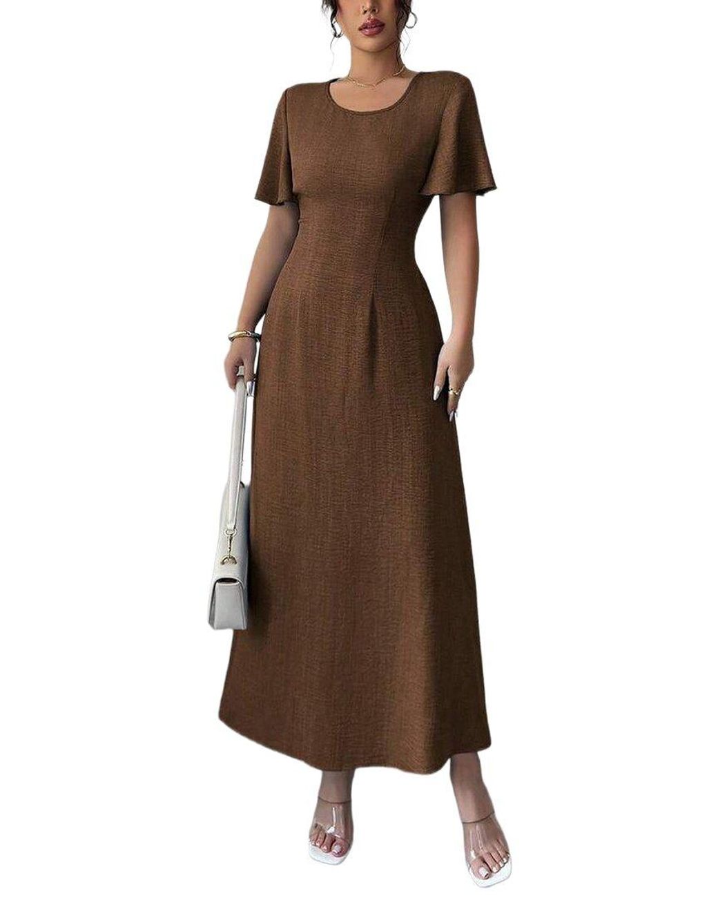 XIRELLI Brown Solid Maxi Dress