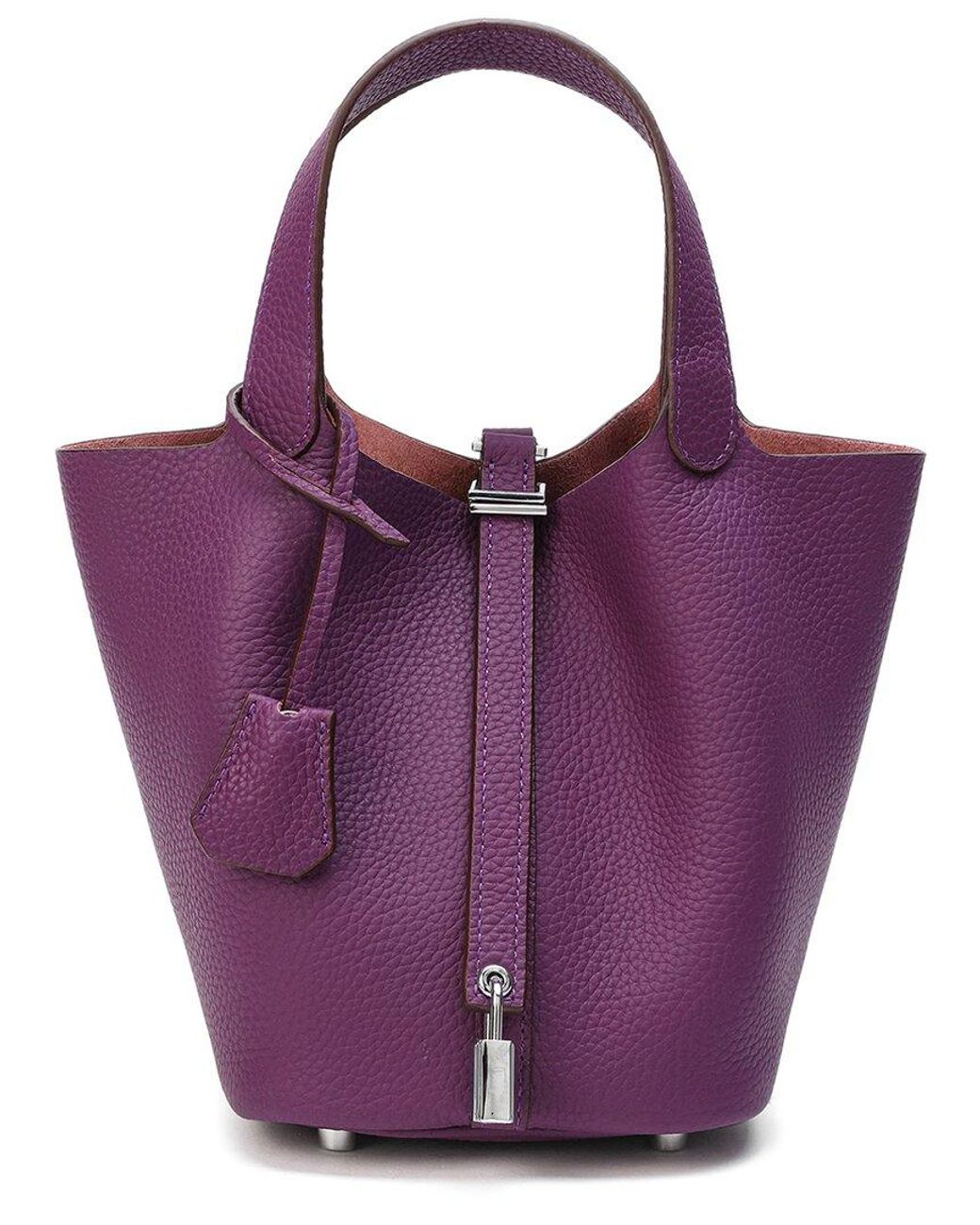 Tiffany & Fred Paris Purple Soft Leather Top Handle Bag