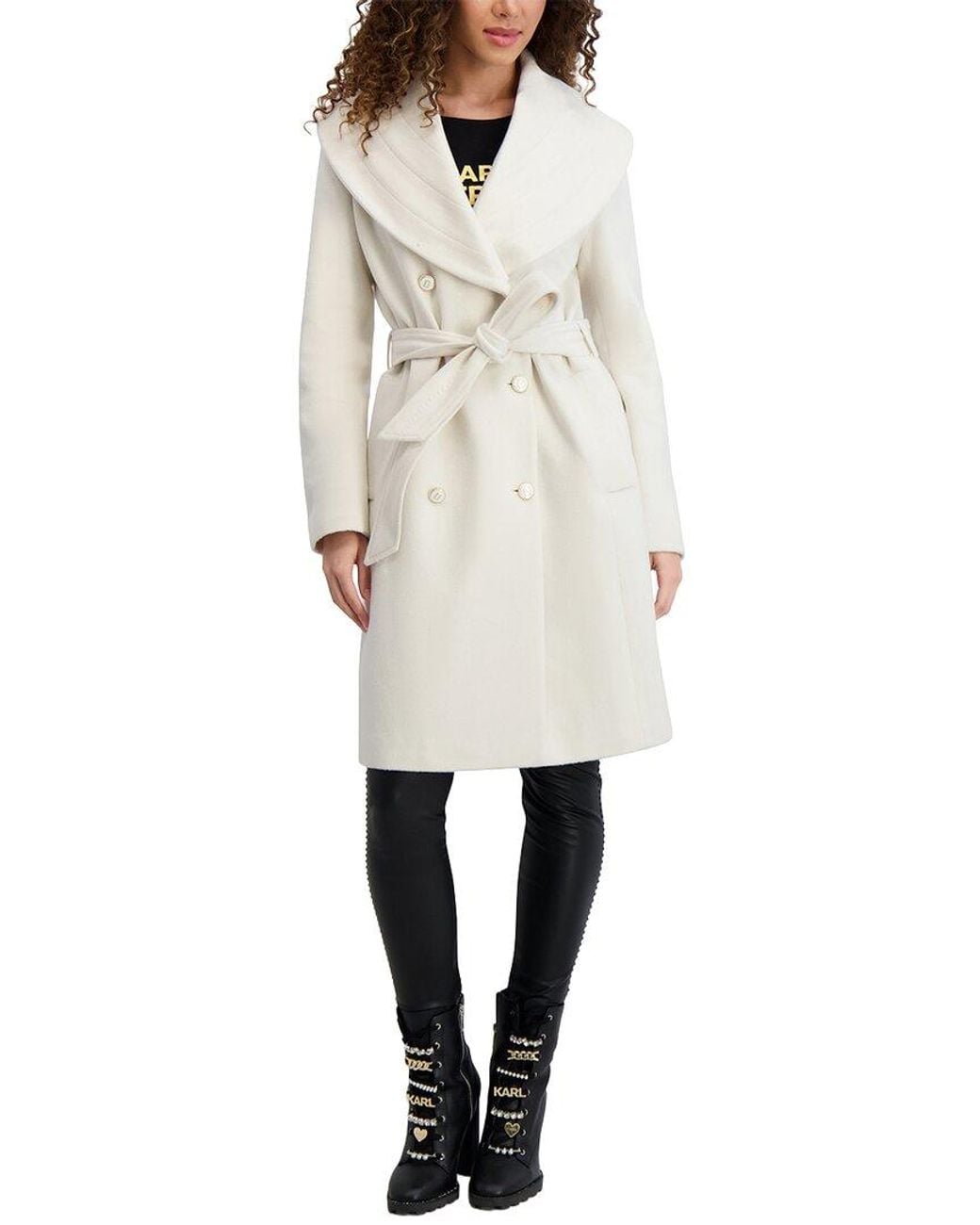 Karl Lagerfeld Natural Wool-Blend Coat