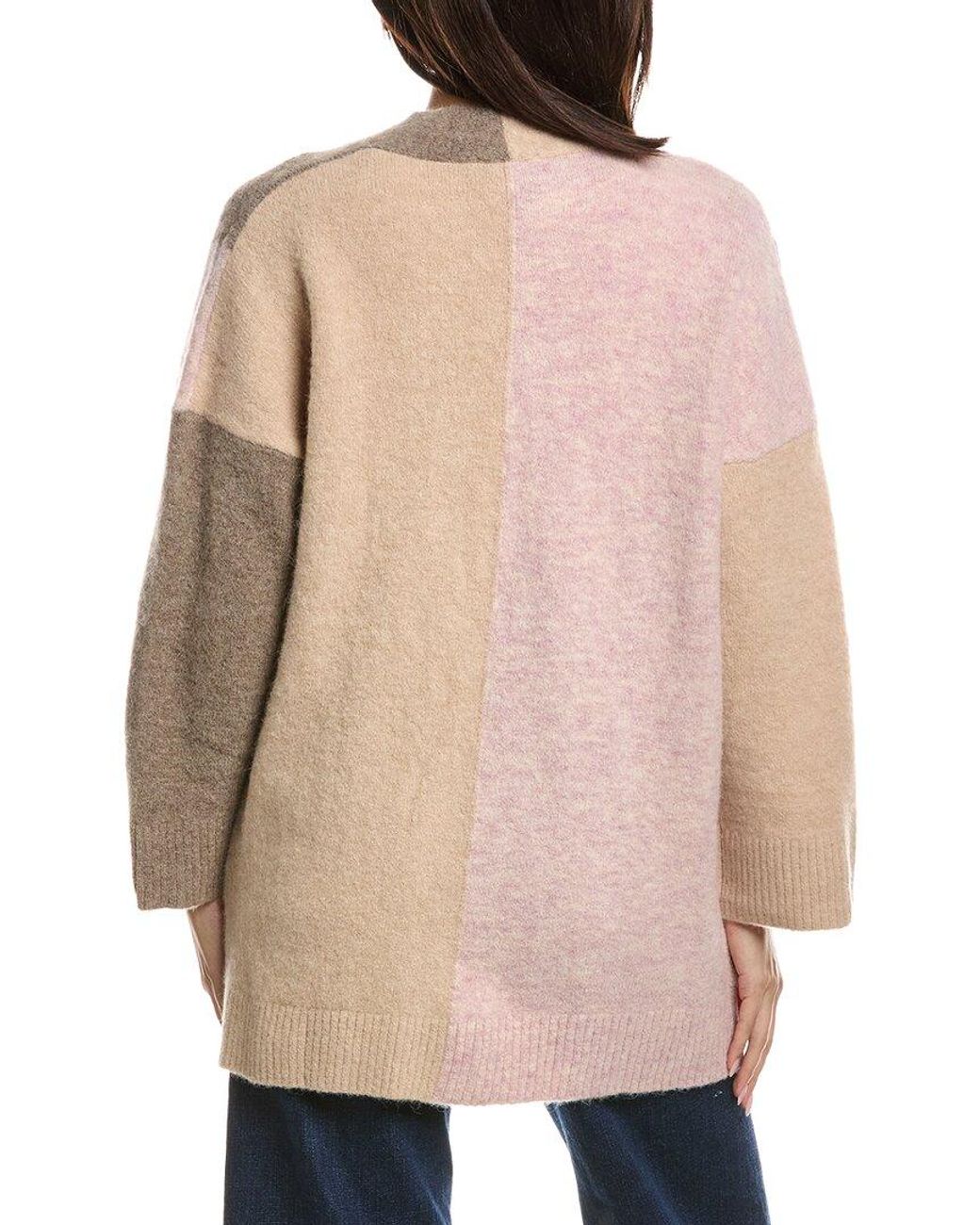 Forte Natural Lofty Colorblock Alpaca-Blend Cardigan