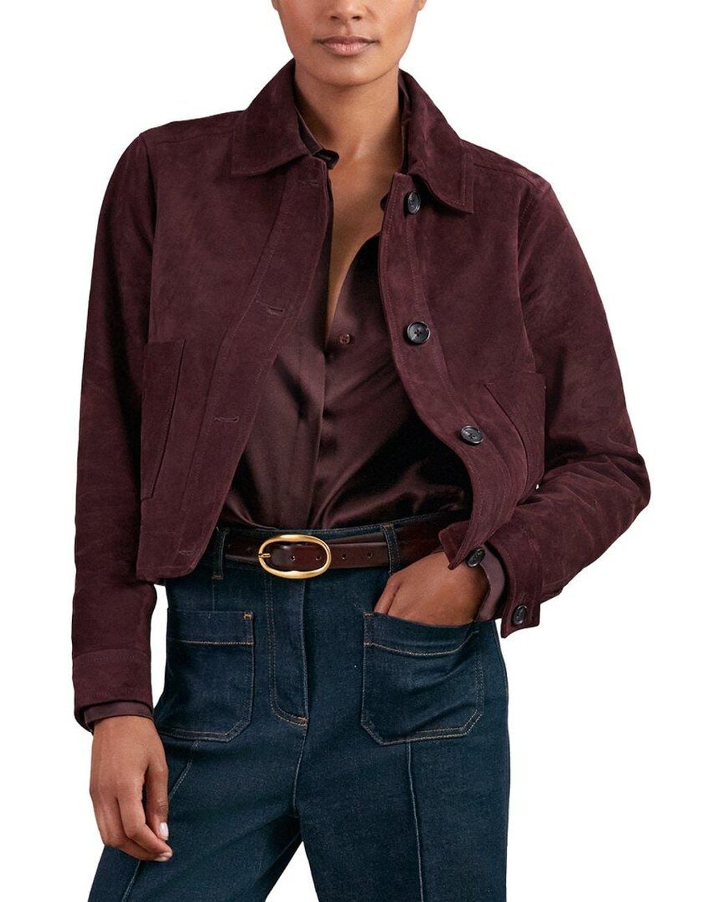 Reiss Red Sonny Leather Suede