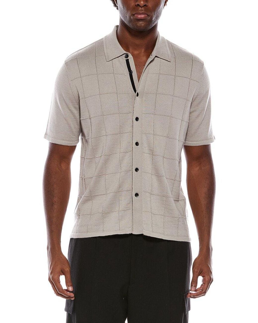 Rag & Bone Gray Dalton Wool-Blend Window Pane Shirt for men