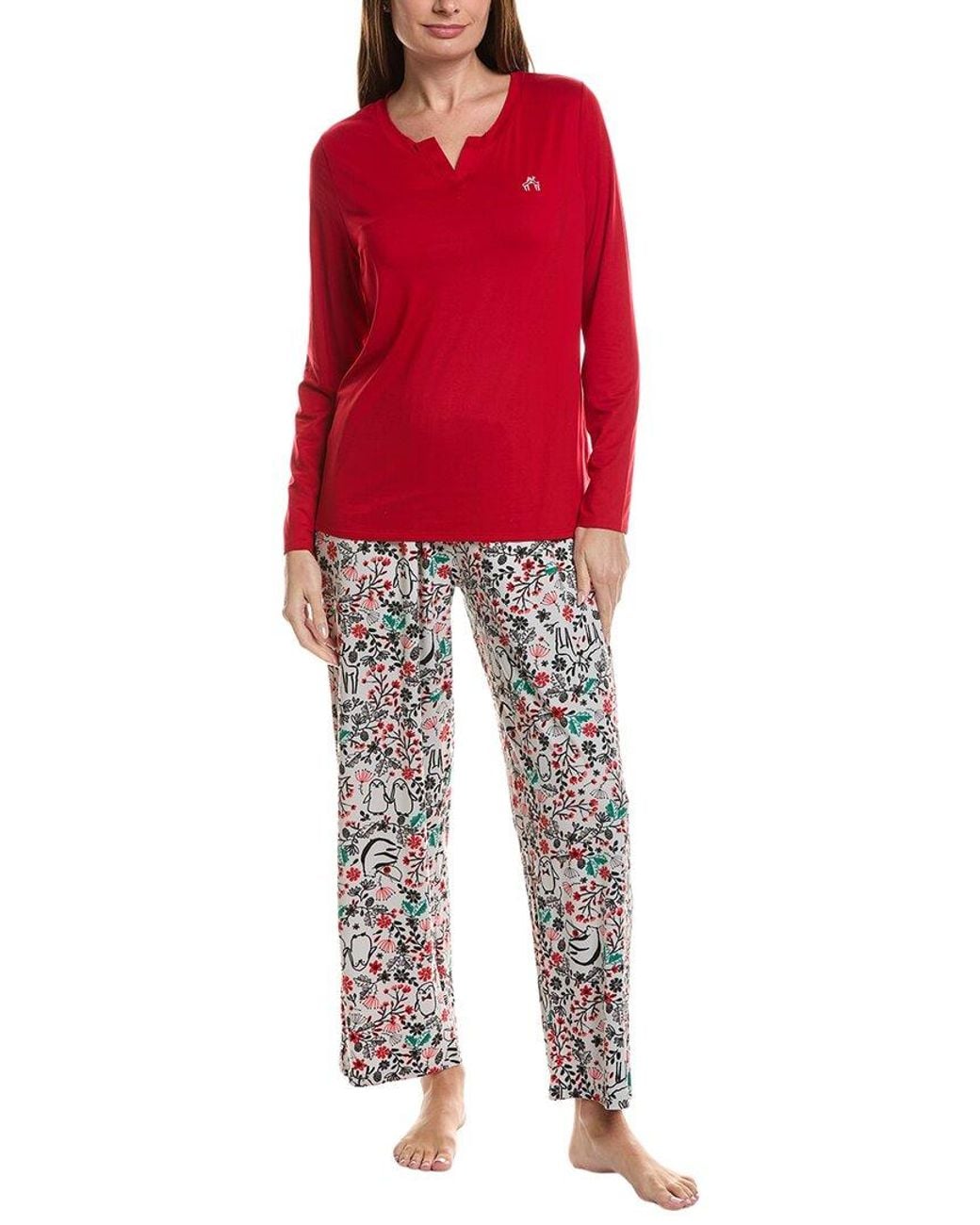 Hue Red 2Pc Timeless Jersey Pajama Set