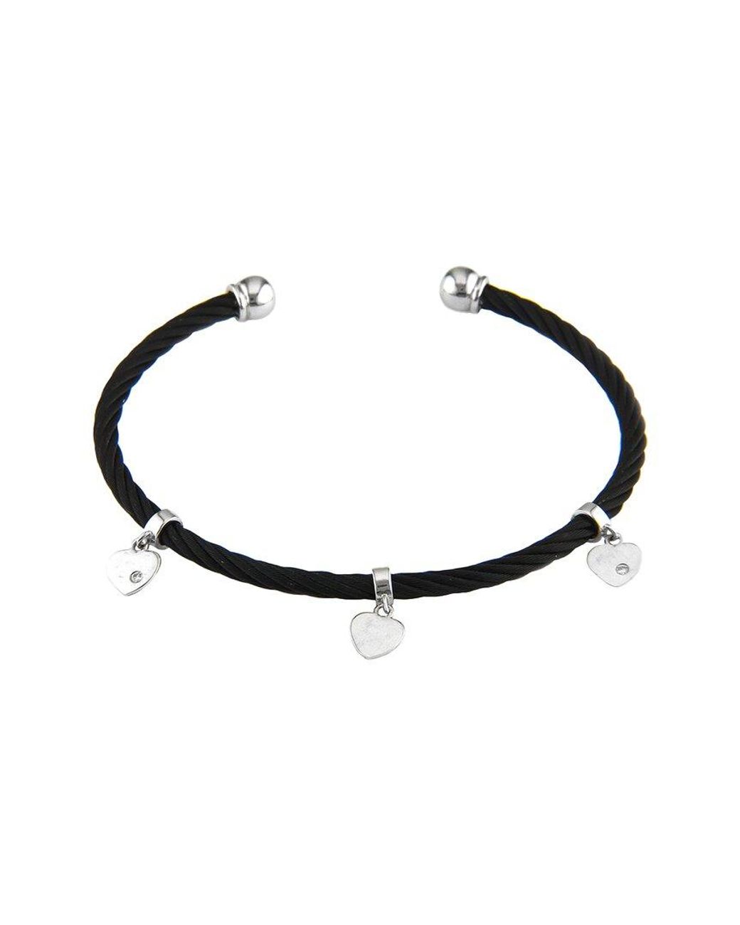 Diamond Select Cuts White Heart 14K & Stainless Steel 0.02 Ct. Tw. Diamond Bangle Bracelet