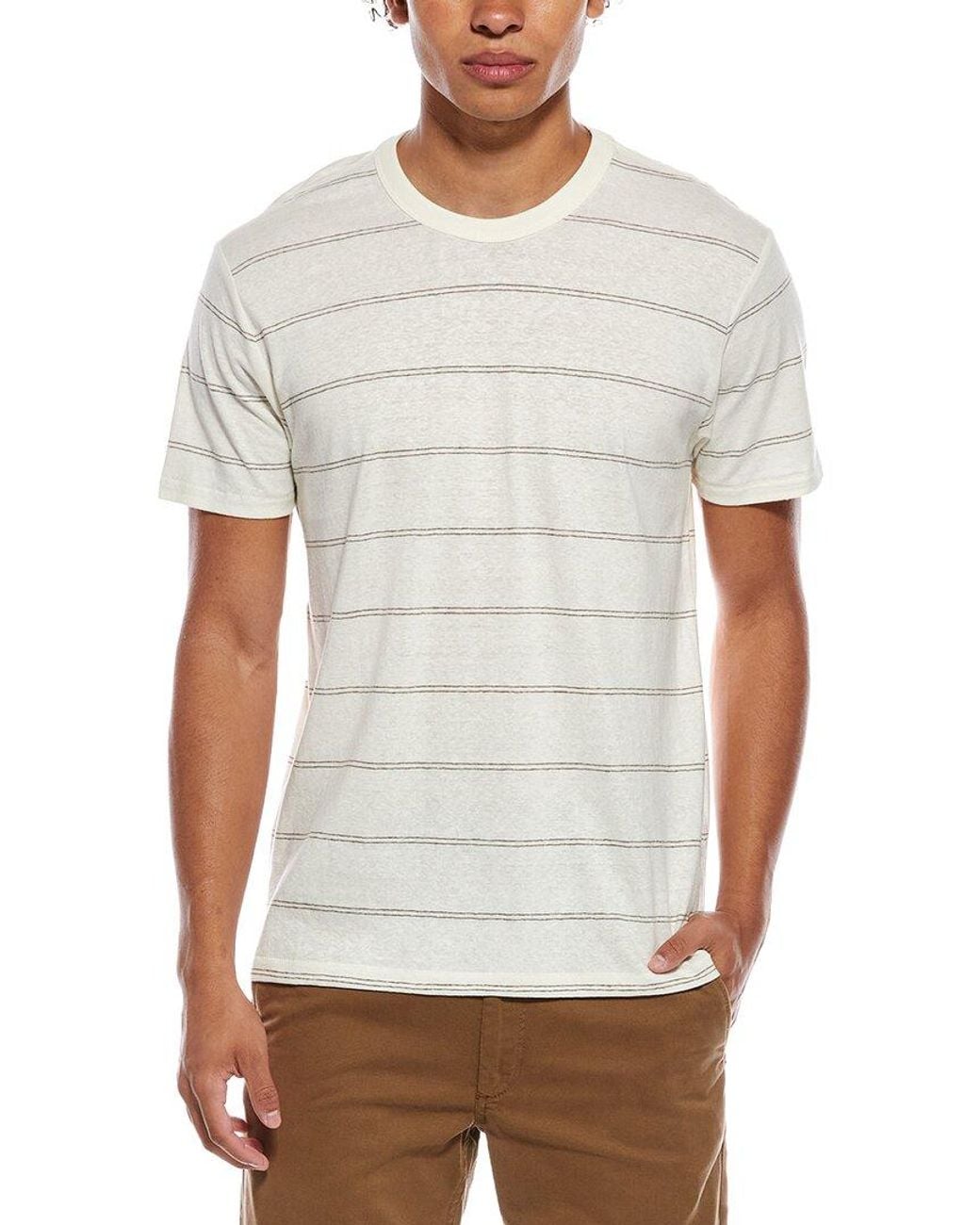 Rag & Bone White Hemp Stripe Classic T-Shirt for men