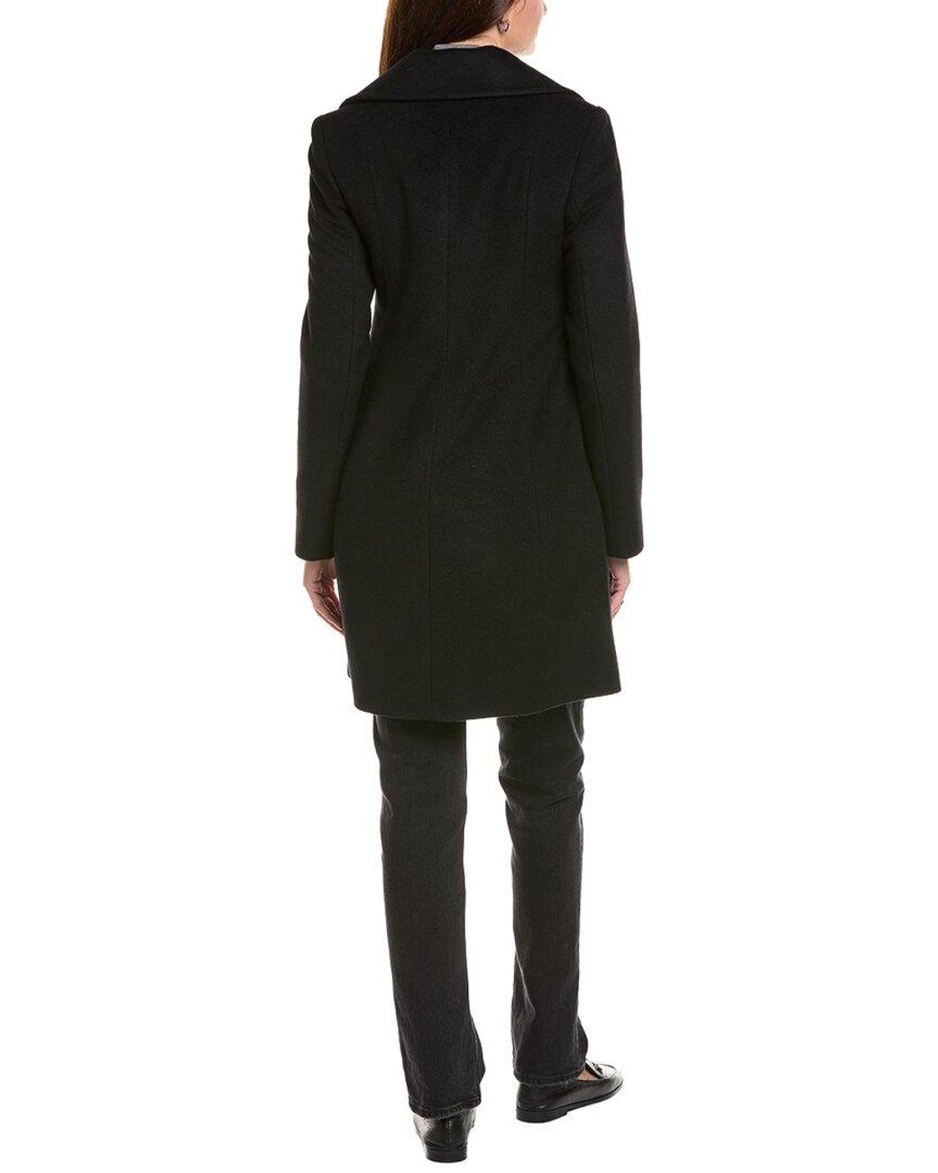 Fleurette Black Tailored Double-Breasted Wool-Blend Coat