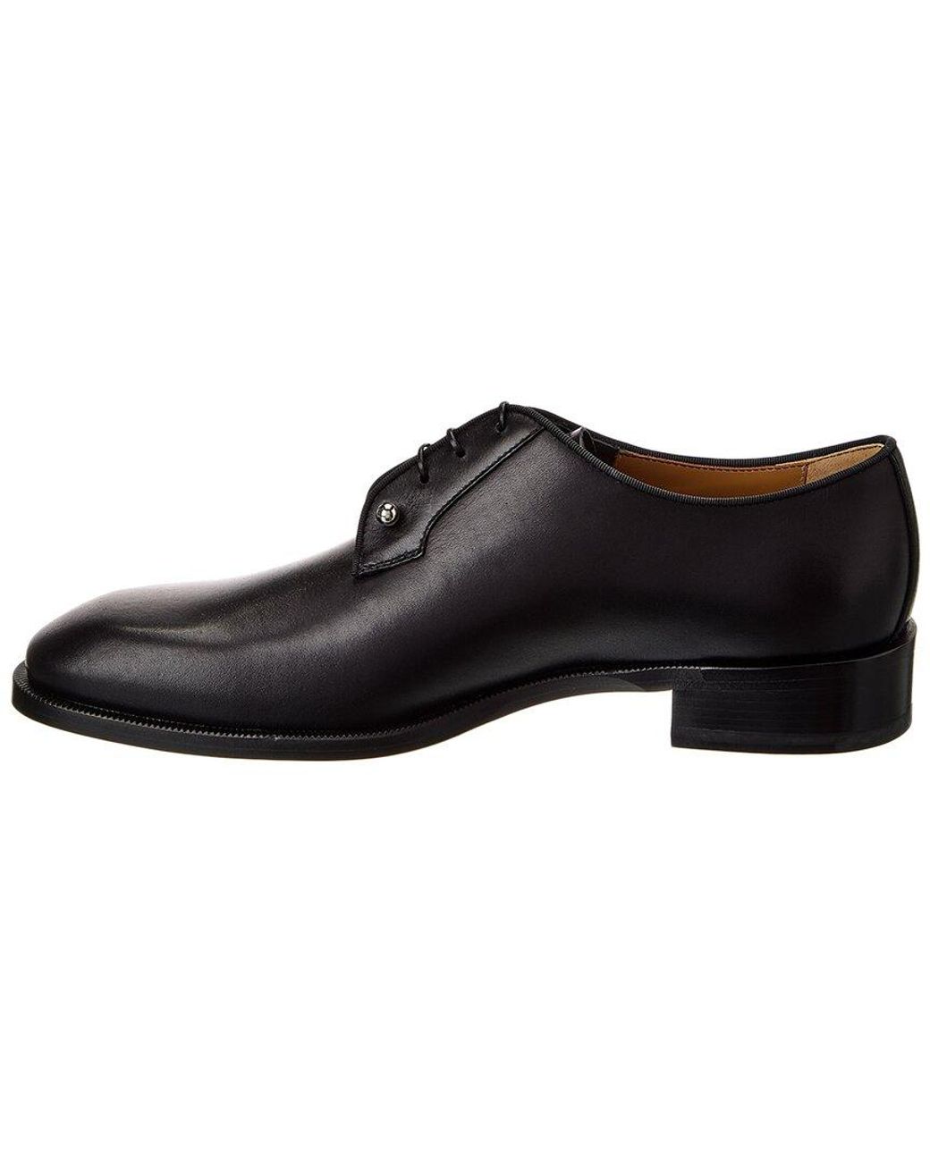 Christian Louboutin Black Chambeliss Leather Derby Shoe for men