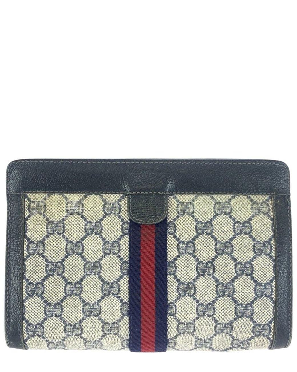 Gucci Gray Vintage GG Supreme Clutch (authentic Pre-loved)