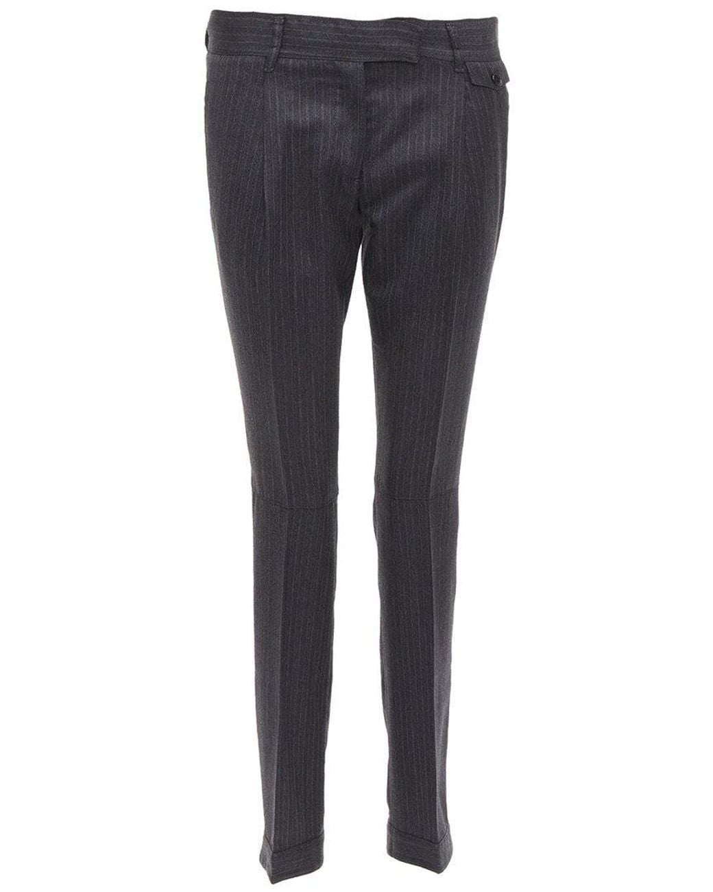 Prada Gray Wool Pinstripe Pleated Pant, Size It (Authentic Pre-Loved)
