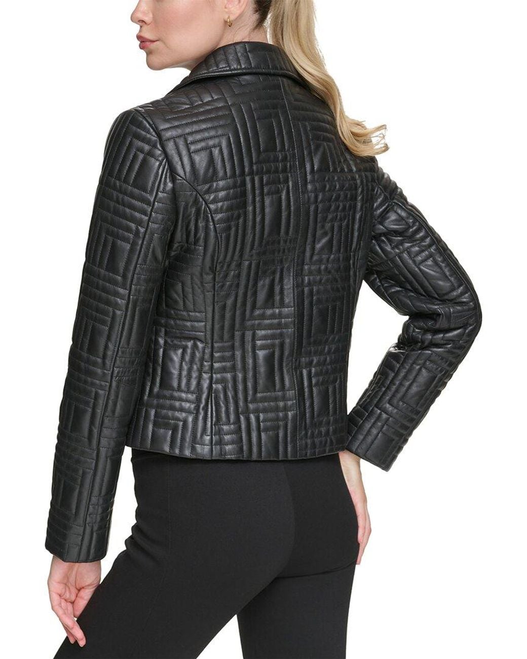 Karl Lagerfeld Black Leather Moto Jacket