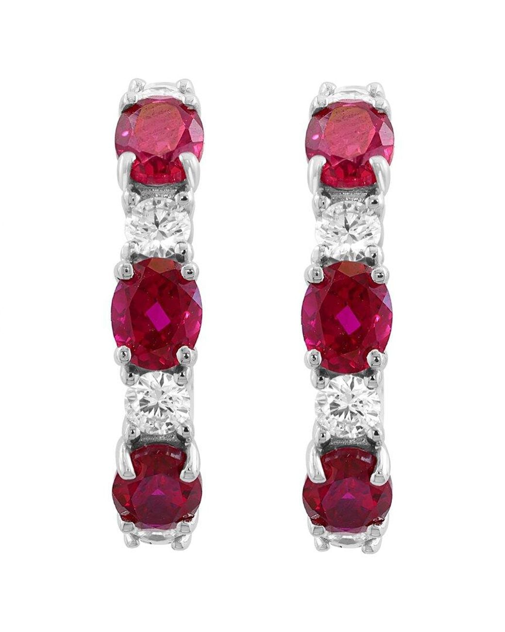 Effy Fine Jewelry Pink 14K 3.06 Ct. Tw. Lab-Grown Diamond & Lab-Grown Ruby Earrings