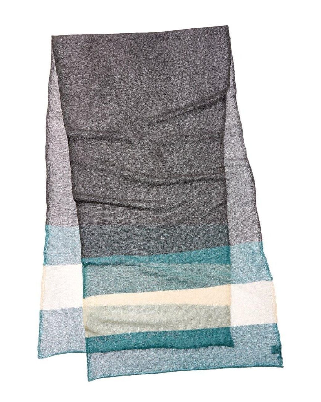 Portolano Green Striped Lurex Cashmere Wrap