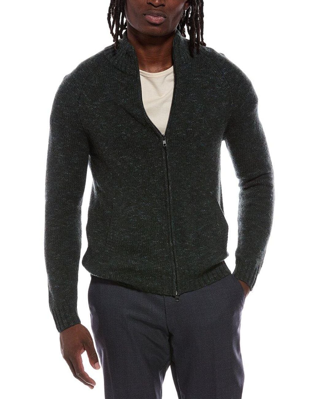Autumn Cashmere Black Italian Full Zip Wool & Cashmere-Blend Jacket for men