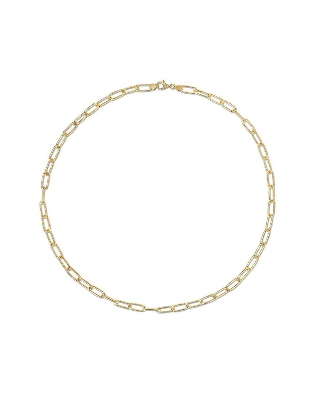 Italian Silver Metallic 18k Over Paperclip Chain Necklace