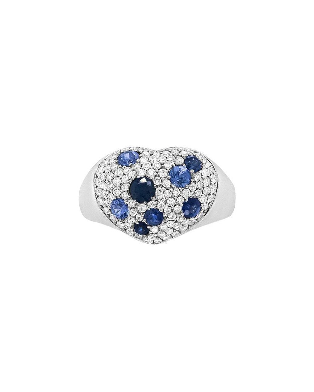 Haus of Brilliance Blue 18K 1.89 Ct. Tw. Diamond & Sapphire Cluster Ring
