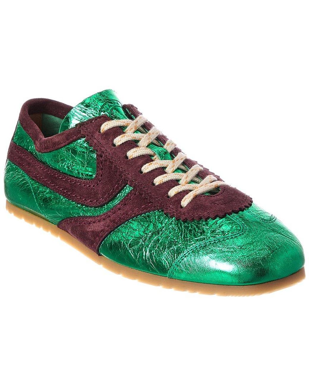 Dries Van Noten Green Leather & Suede Sneaker