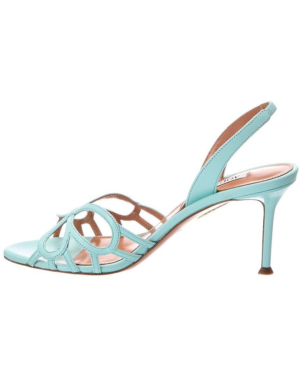 Aquazzura Blue Hula 75 Leather Slingback Sandal