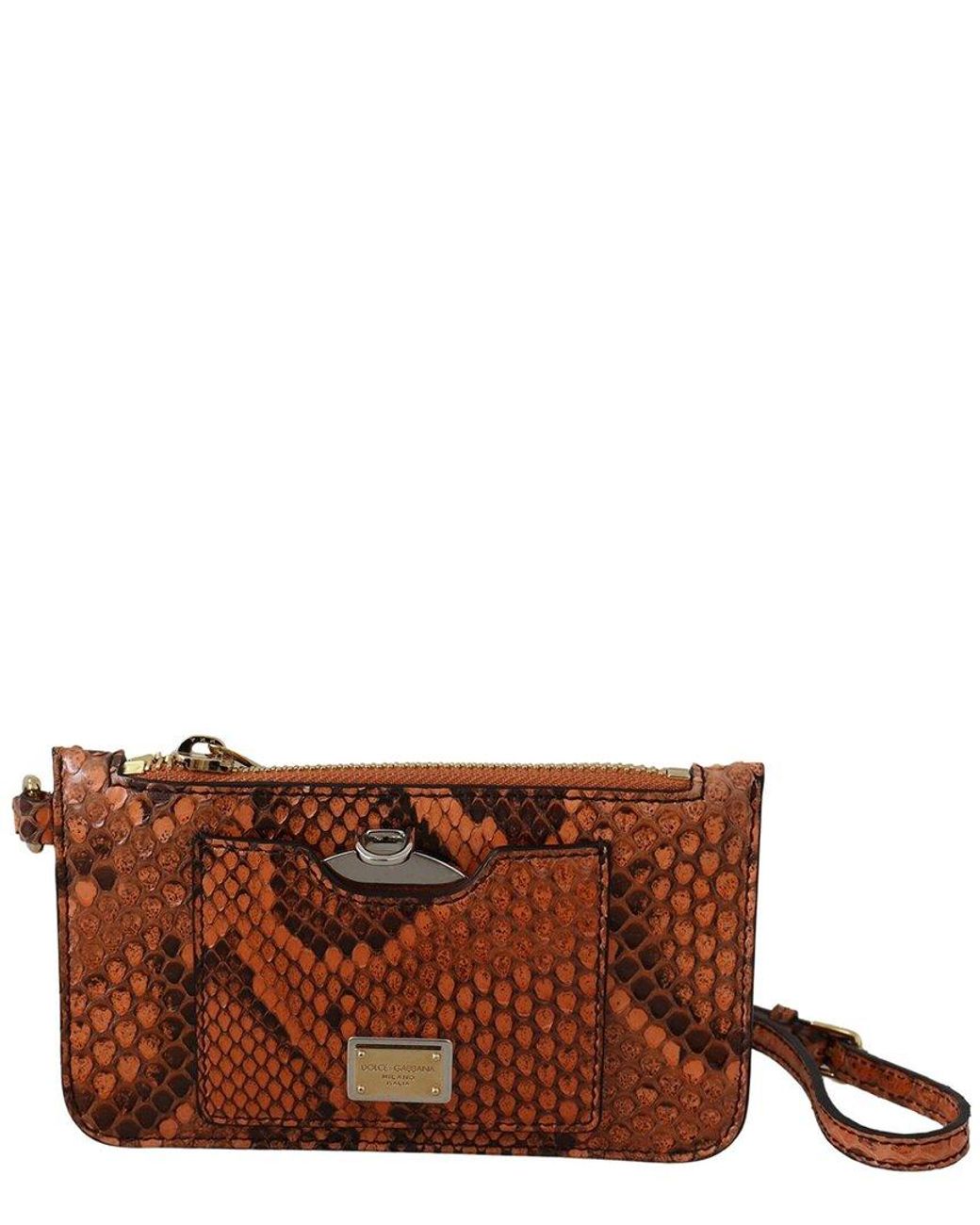 Dolce & Gabbana Brown Leather Wristlet