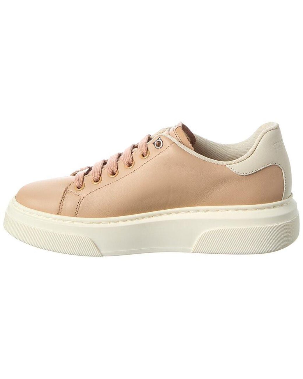 Ferragamo Natural Mini Vara Chain Ornament Leather Sneaker