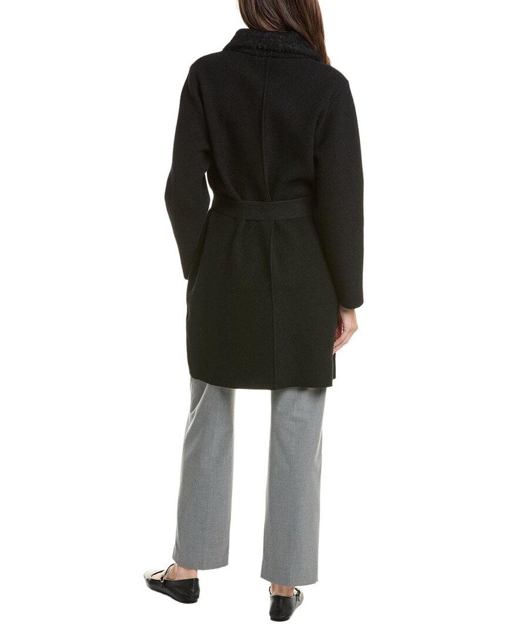 NVLT Black Faux Fur Eyelash Military Coat