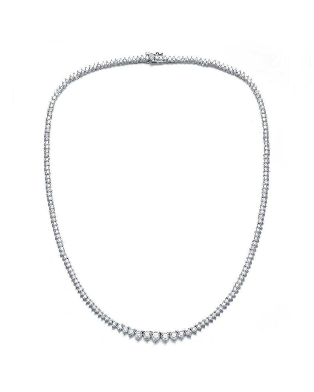 Genevive Jewelry White Silver Cz Graduated Tennis Necklace