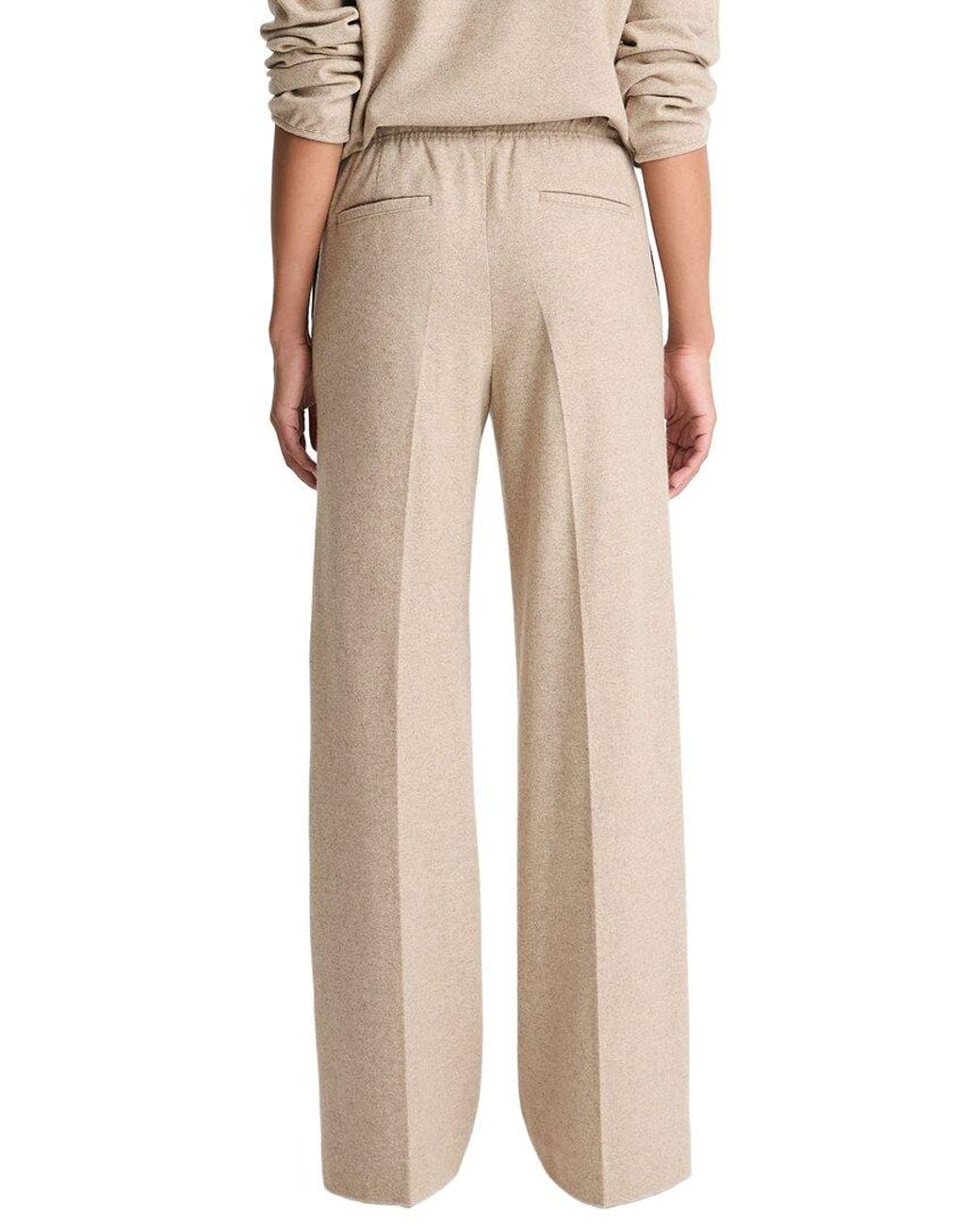 Vince Natural Mid Rise Tailored Knit Wool-Blend Wide Leg Pant