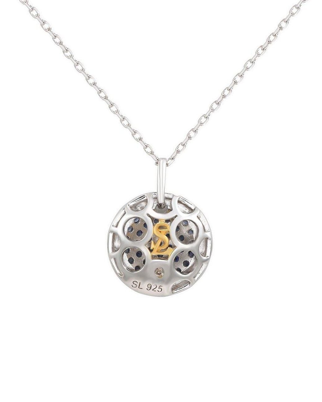 Suzy Levian Blue Silver 0.02 Ct. Tw. Diamond & Sapphire Pendant