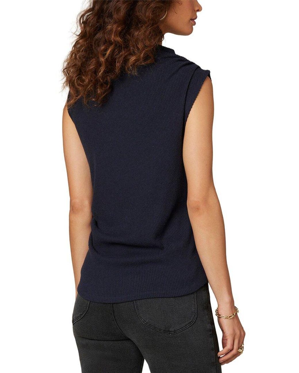 Wit & Wisdom Blue Petite Asymmetrical Pleat Tank