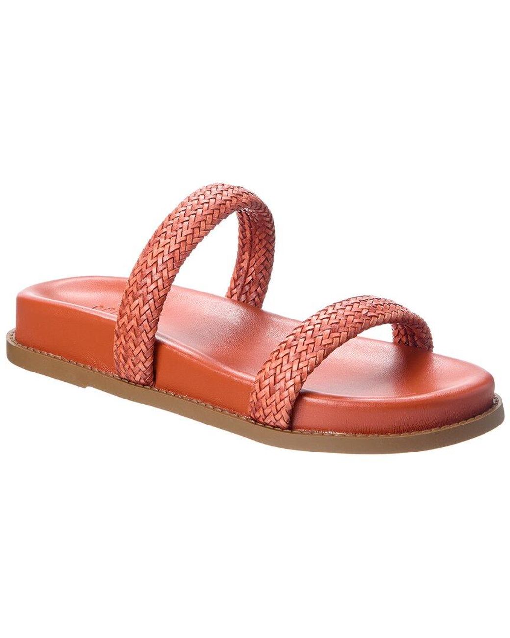 SCHUTZ SHOES Pink Ruby Leather Flat Sandal