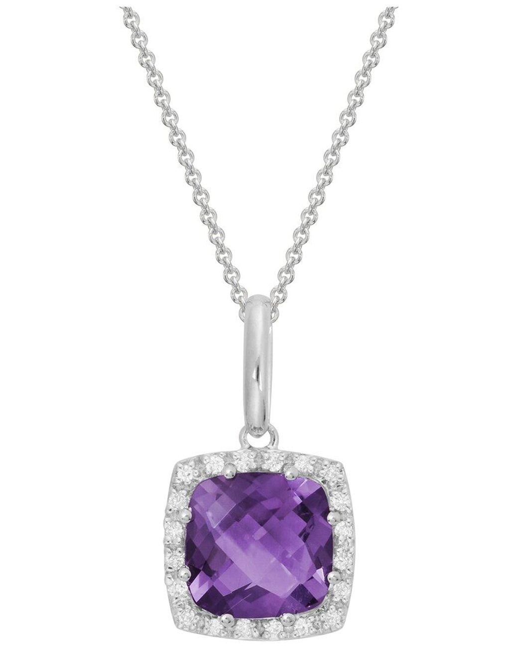 Diamond Select Cuts Purple 14k Diamond .10 Ct. & 1.83 Ct. Amethyst Necklace