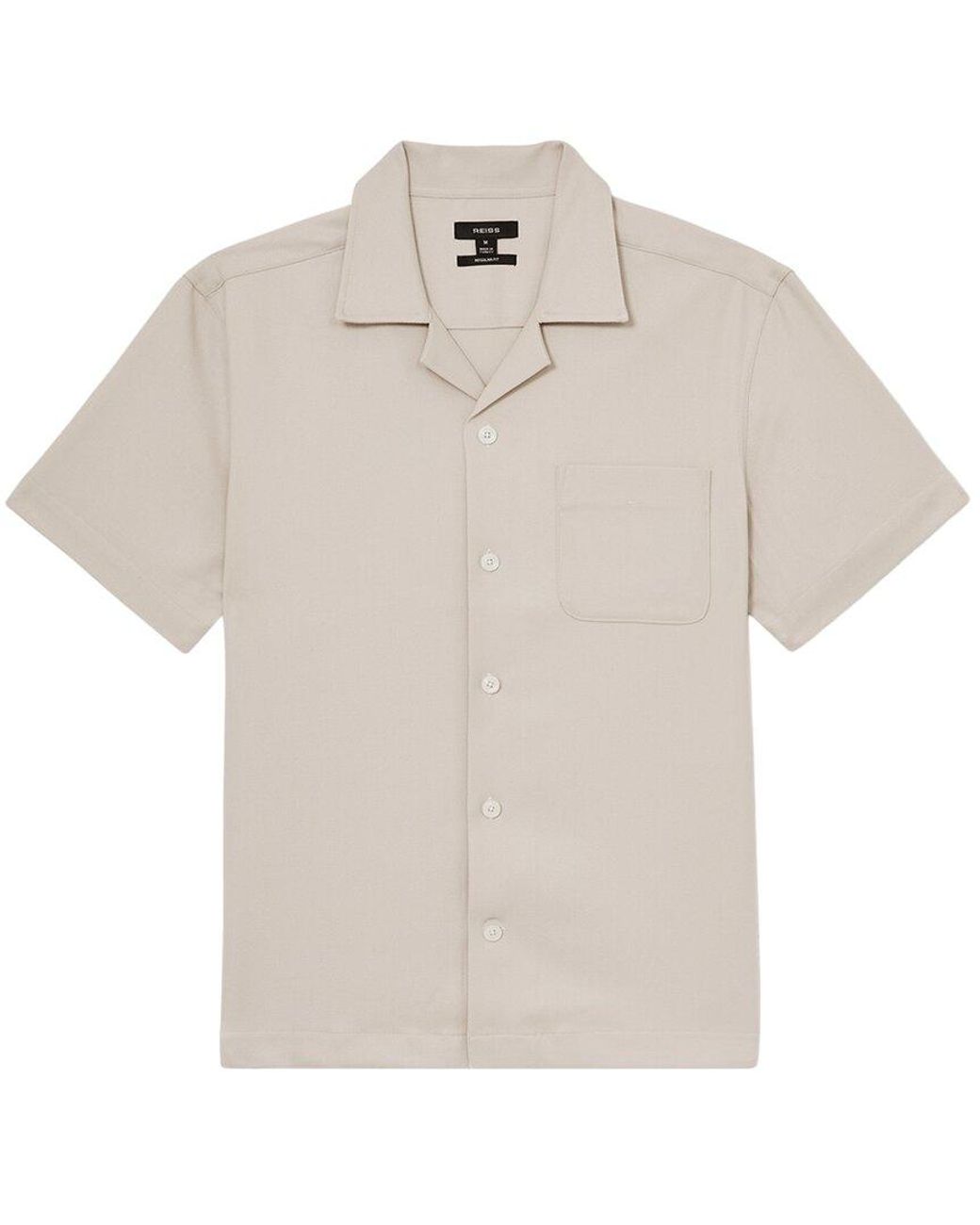 Reiss White Nitus Herringbone Cuban Top for men