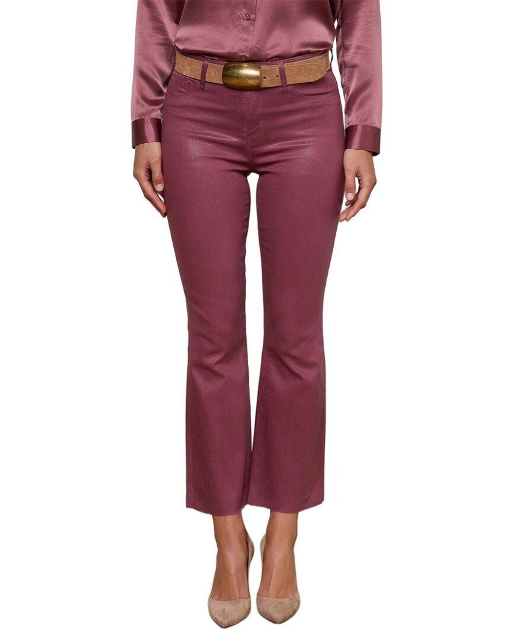 L'Agence Red Kendra High-Rise Crop Flare Jean