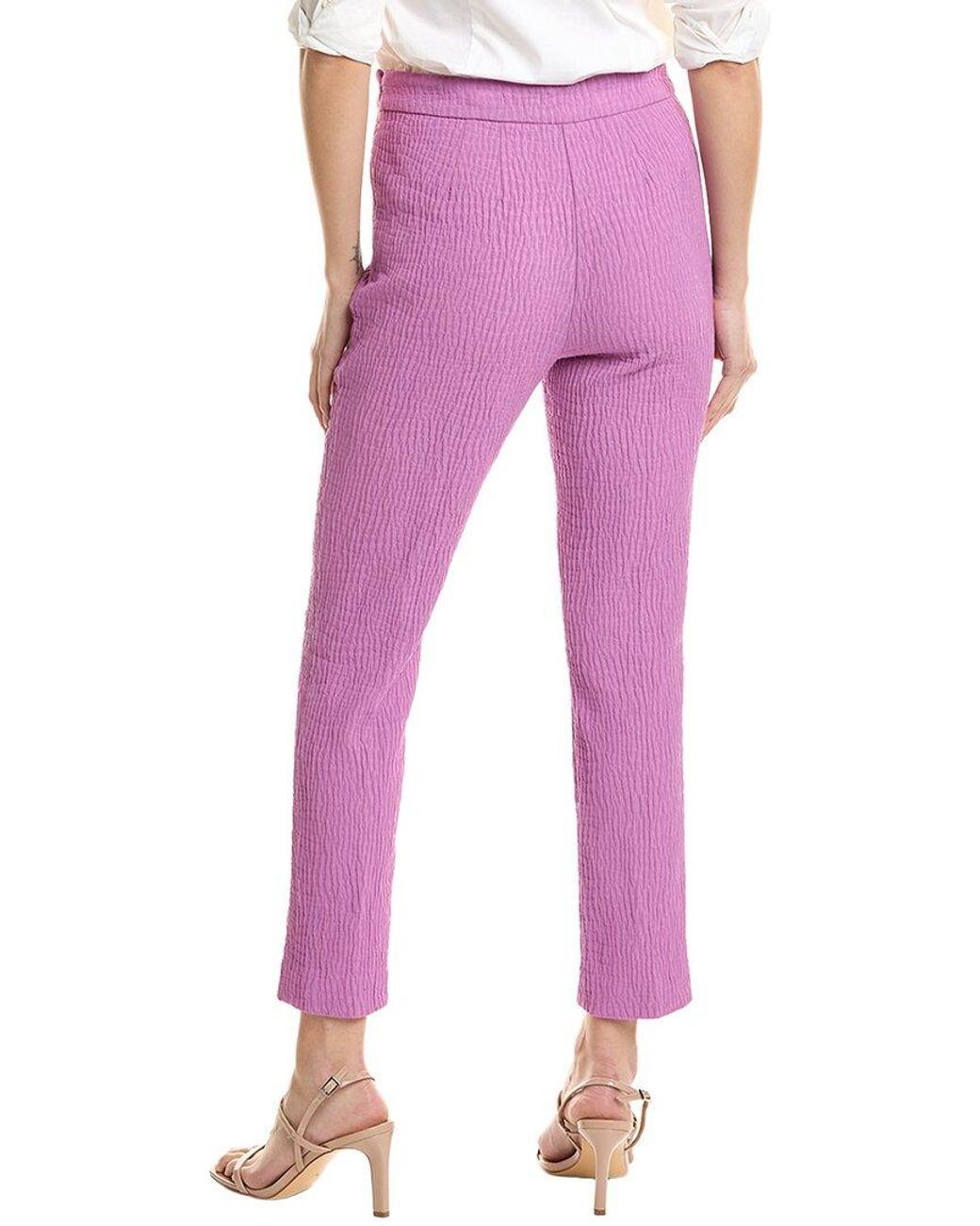 Natori Pink Textured Cotton Jacquard Side Zip Ankle Pant