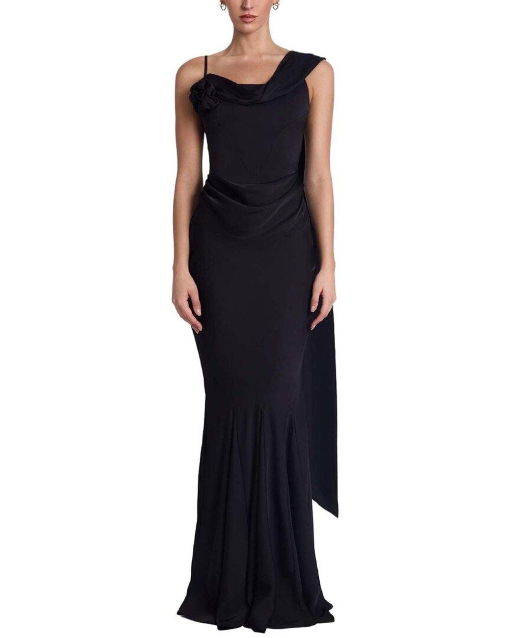 LOEY Black One-Shoulder Maxi Dress