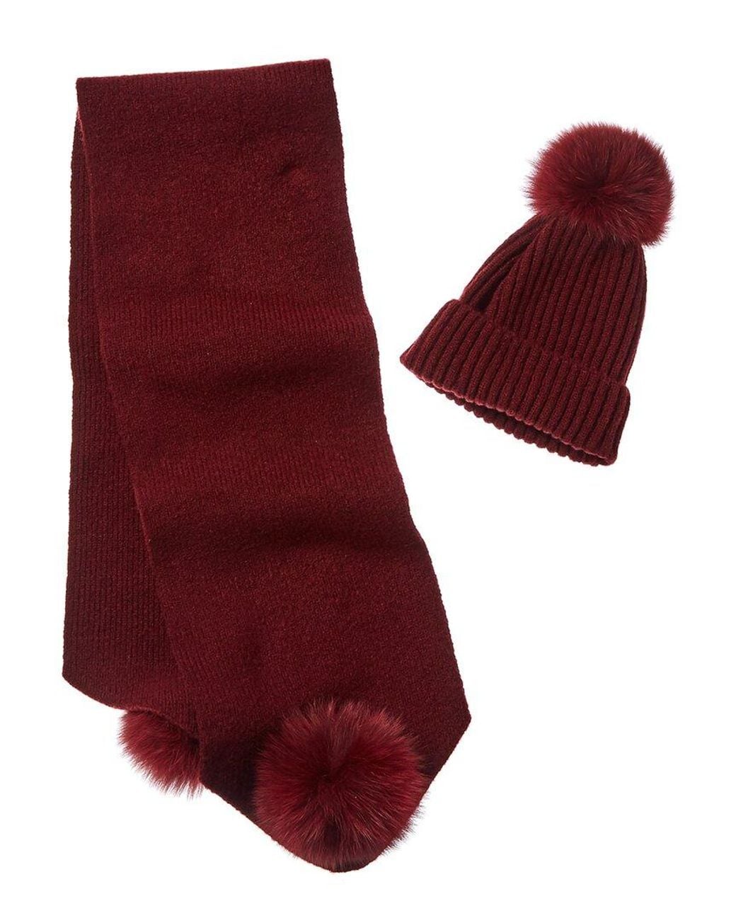 La Fiorentina Red 2pc Wool-blend Scarf & Hat Set