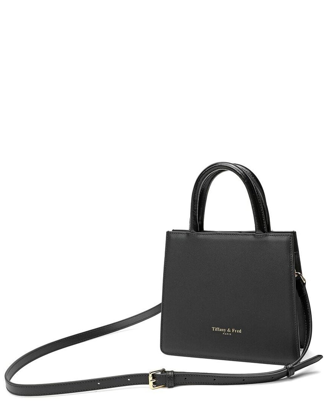 Tiffany & Fred Paris Black Smooth Leather Top-Handle Shoulder Bag
