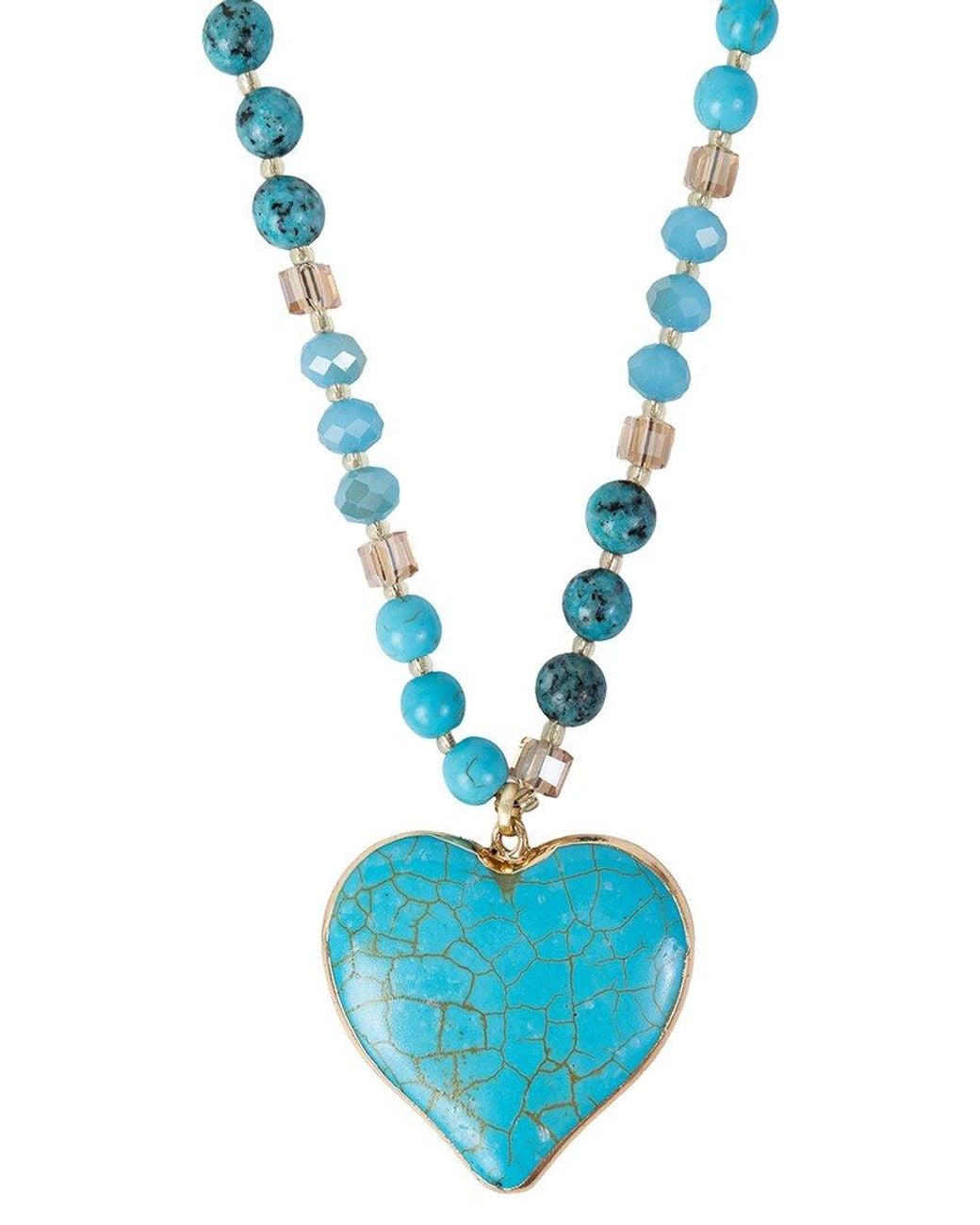 Saachi Blue Heart Stone Short Necklace