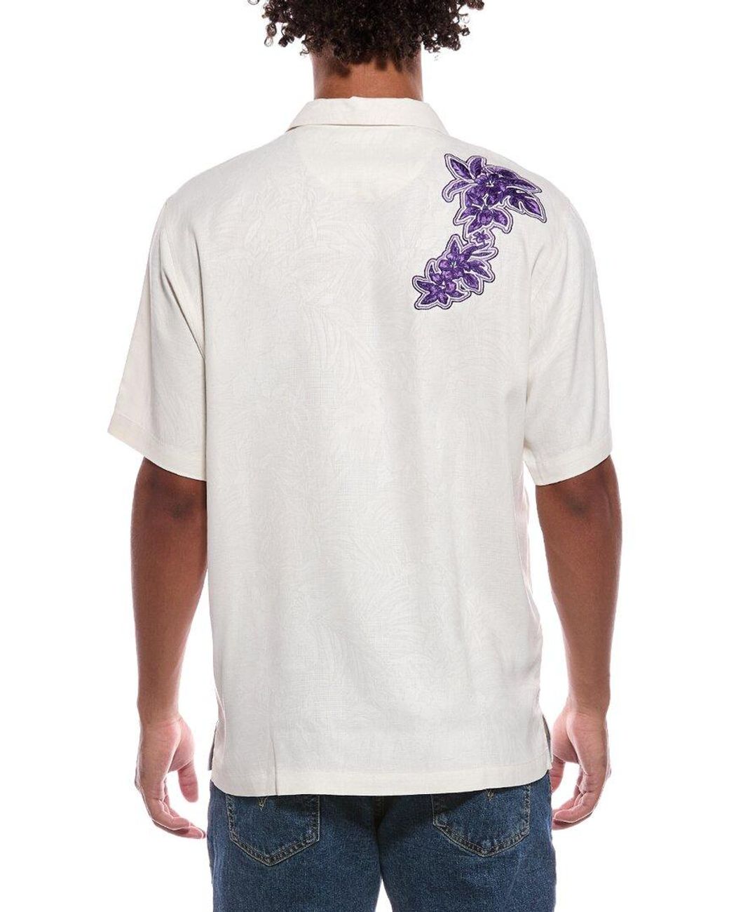 Tommy Bahama White Hibiscus Vibrations Silk Camp Shirt for men
