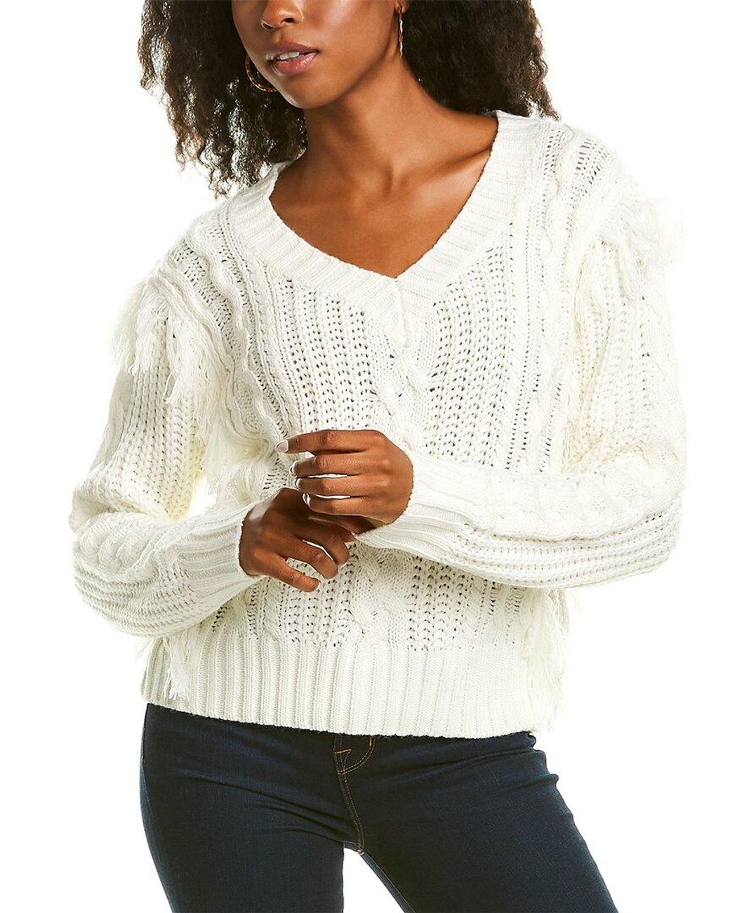 Kerrick Synthetic Fringe Sweater in 