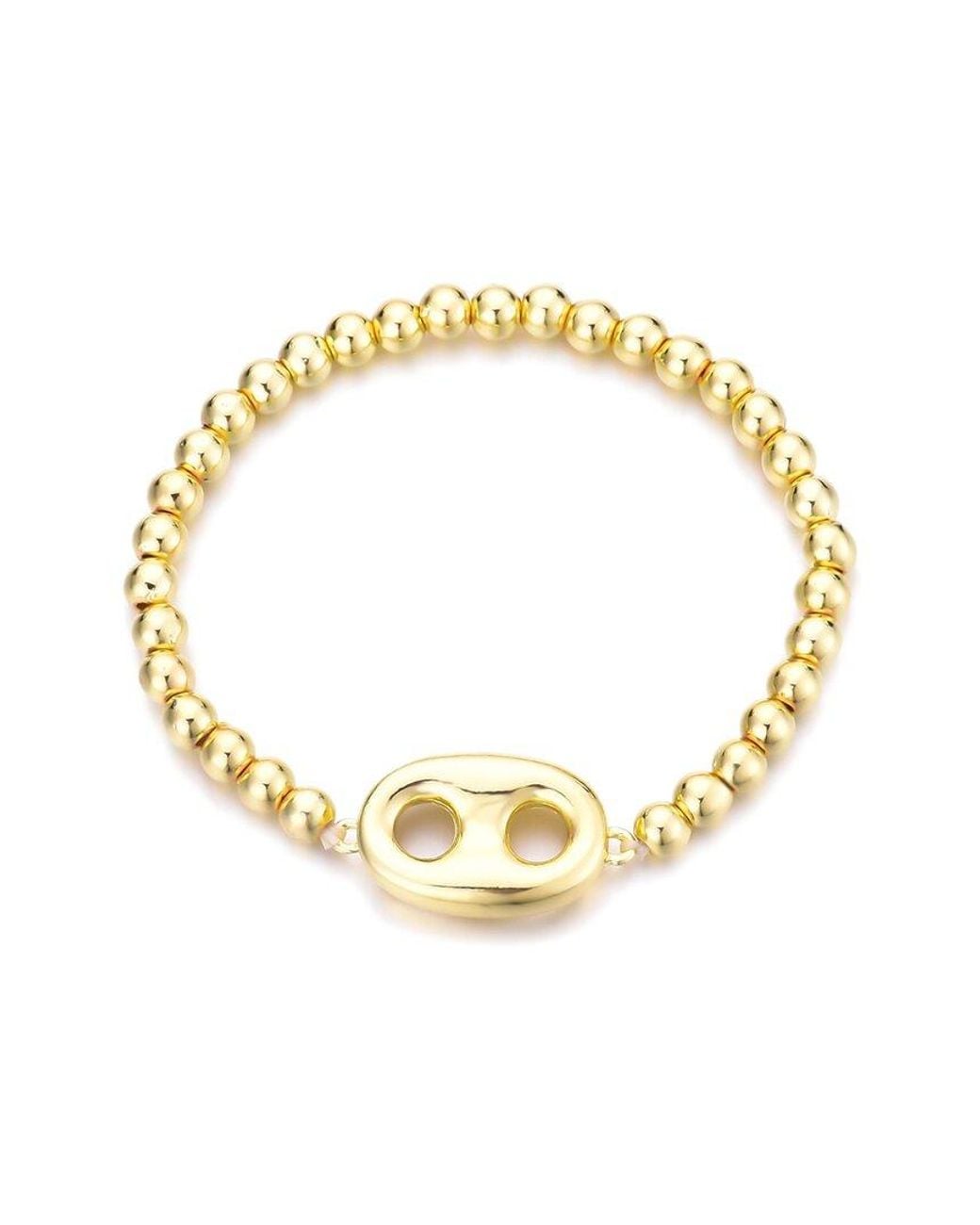 Adornia Metallic Mariner Link Stretch Bead Bracelet