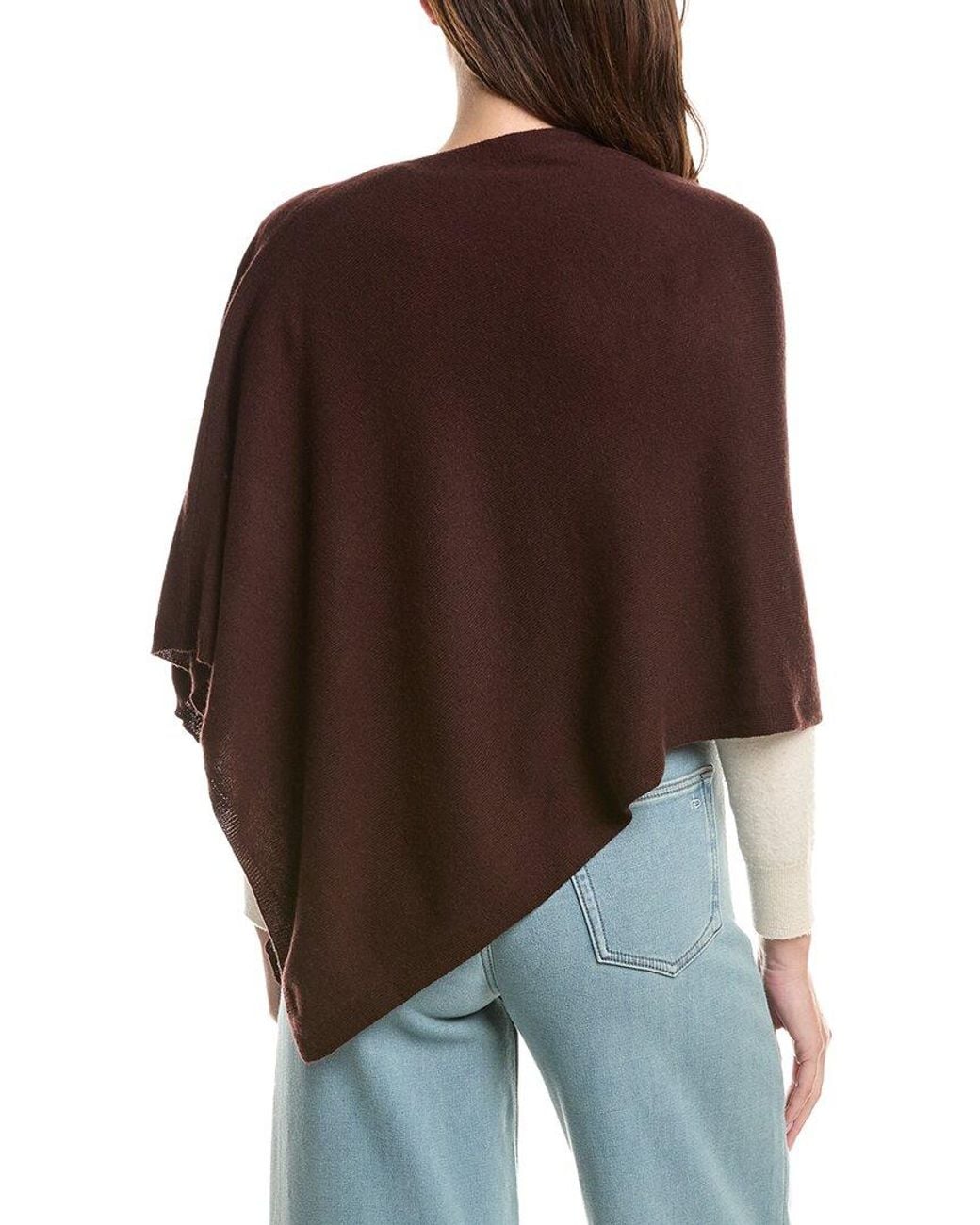 Sofiacashmere Brown Sofiacashmere Jersey Solid Wool & Cashmere-Blend Poncho