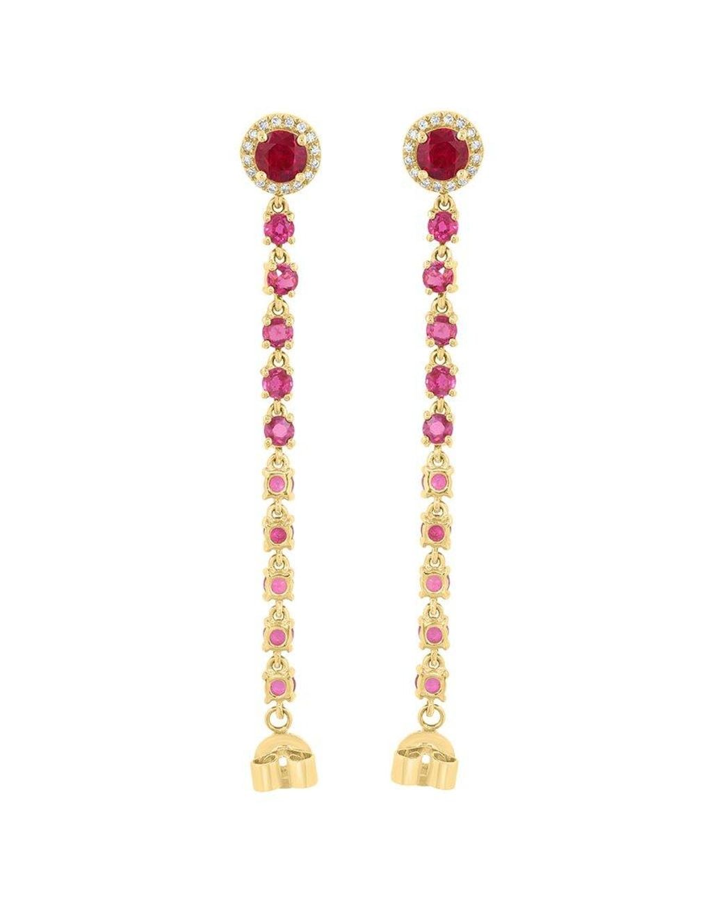 Effy Fine Jewelry White 14K Rose 1.78 Ct. Tw. Diamond & Ruby Earrings