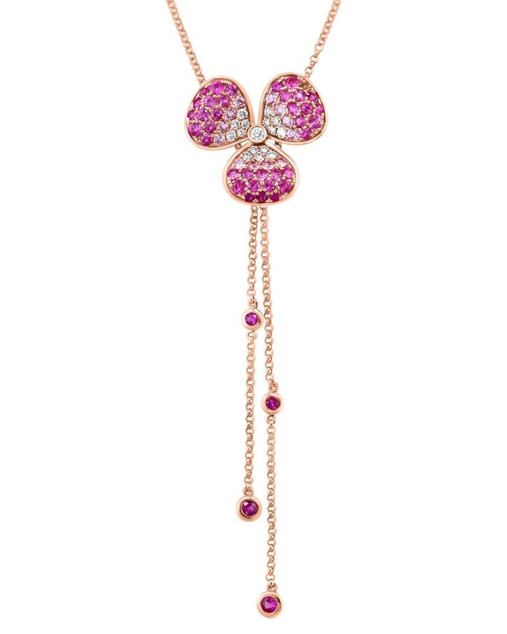 Effy Fine Jewelry Pink 14K Rose 1.17 Ct. Tw. Diamond & Sapphire Necklace