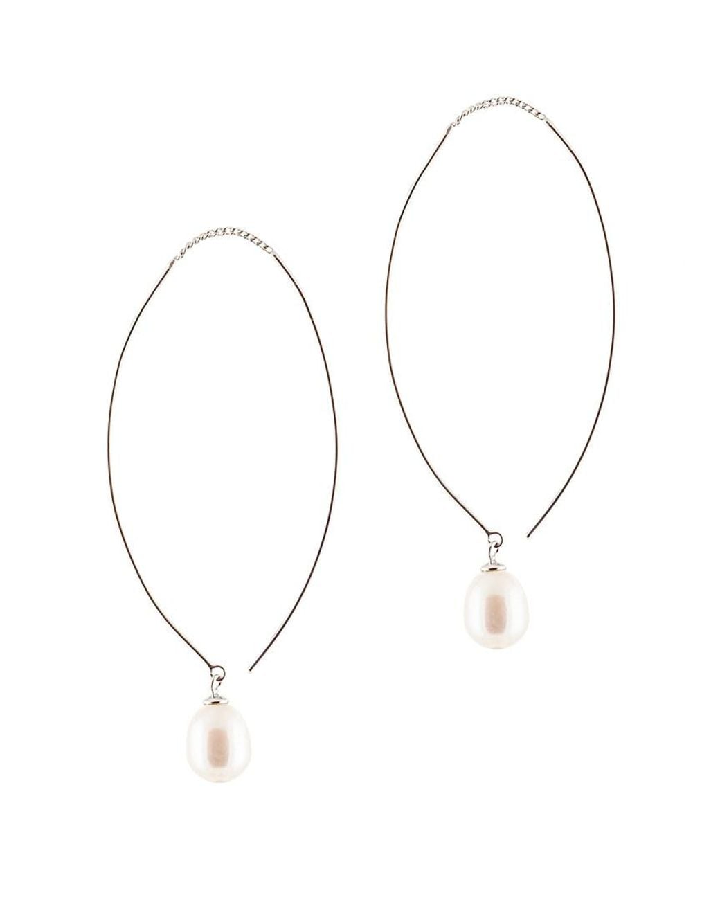 Splendid Metallic Rhodium Plated 7.5-8mm Pearl Earrings