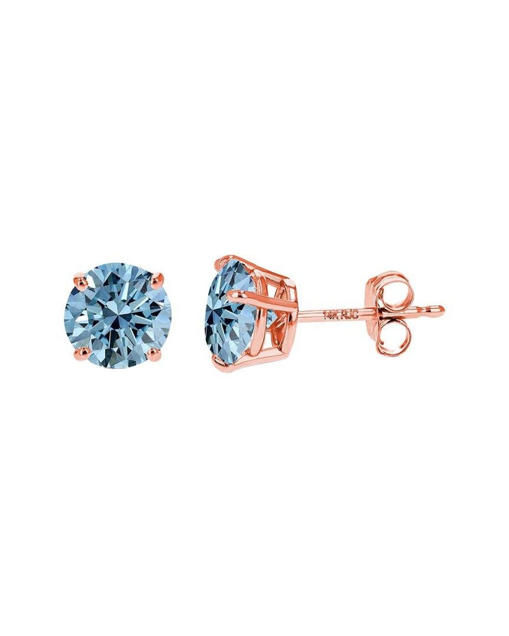 Amairah Blue 14K Rose 2.00 Ct. Tw. Lab-Grown Diamond Stud Earrings